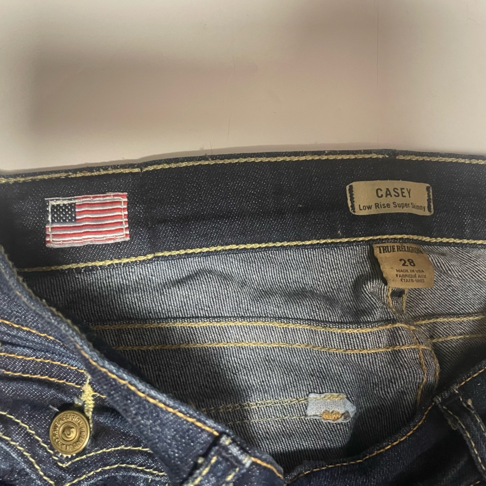 True Religion Casey Low Rise Super Skinny Stretch Dark Blue Denim Women's 28 - Picture 9 of 12